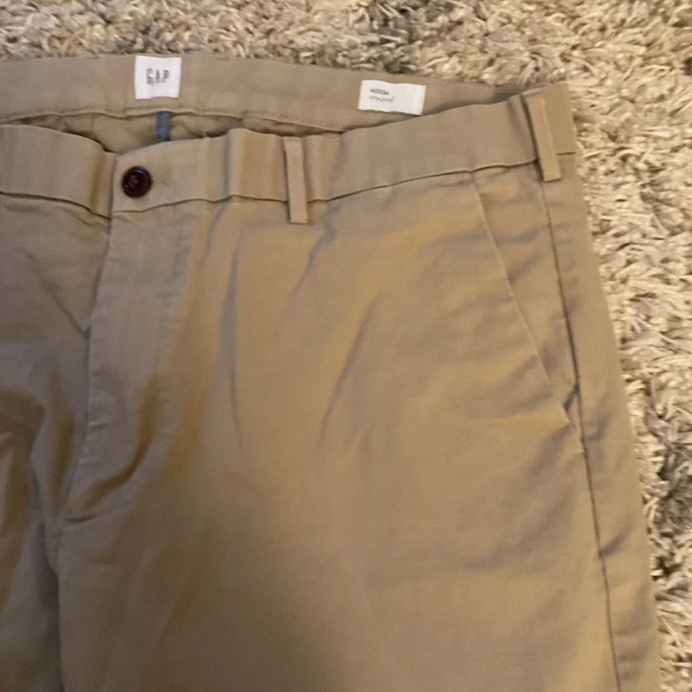 Gap Mens Athletic Fit Khaki Chino Pants Tan Beige 40x34‎ Cotton Blend Stretch